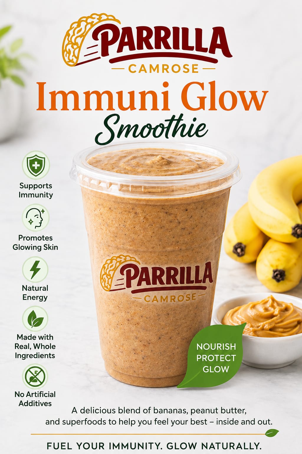 Immuni Glow Smoothie Bowl at Parrilla Inc - Healthy smoothie bowls in Camrose, AB